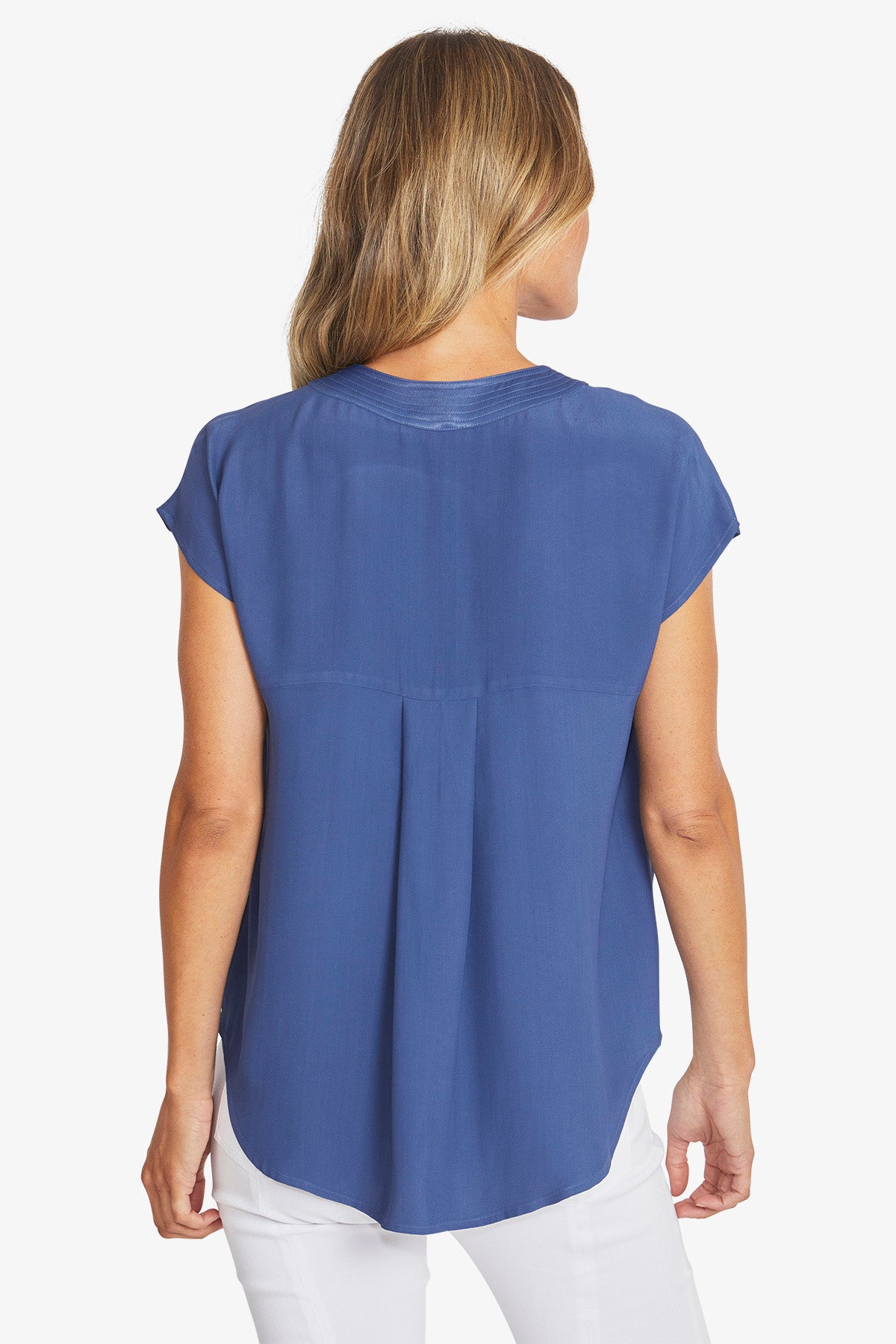 Ping Pong Kira Slinky V-Neck Top - Sapphire