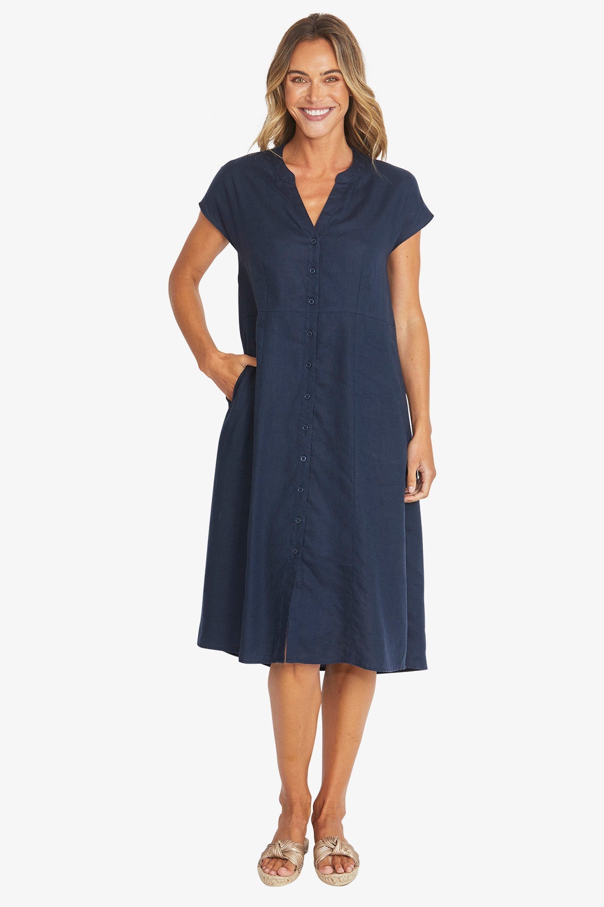 Ping Pong Sammy Linen Dress - French Navy