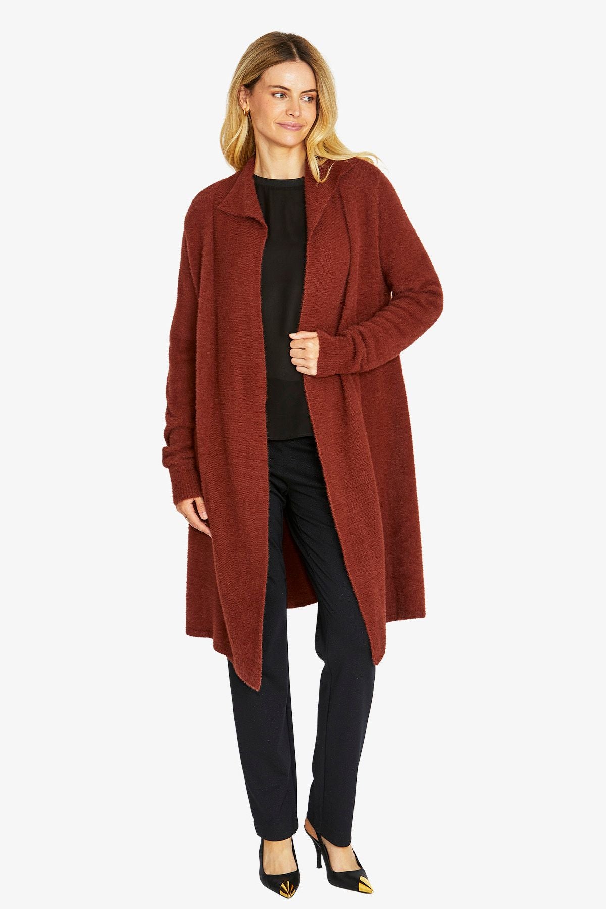 Ping Pong Camille Fluffy Longline Cardigan - Nutmeg