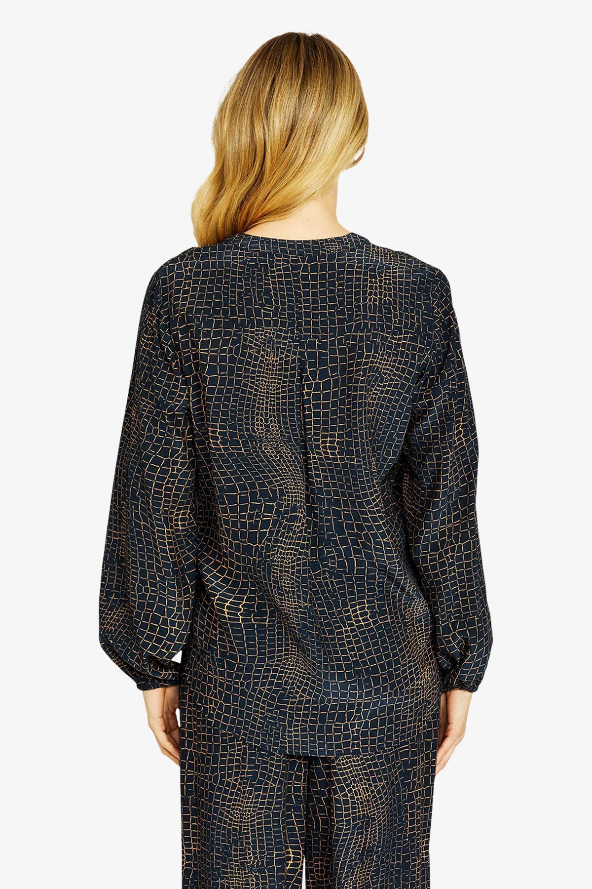 Ping Pong Alligator Print V-Neck Blouse