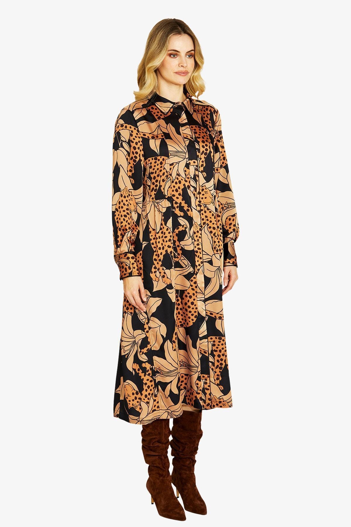 Ping Pong Spliced Animal Midi Dress