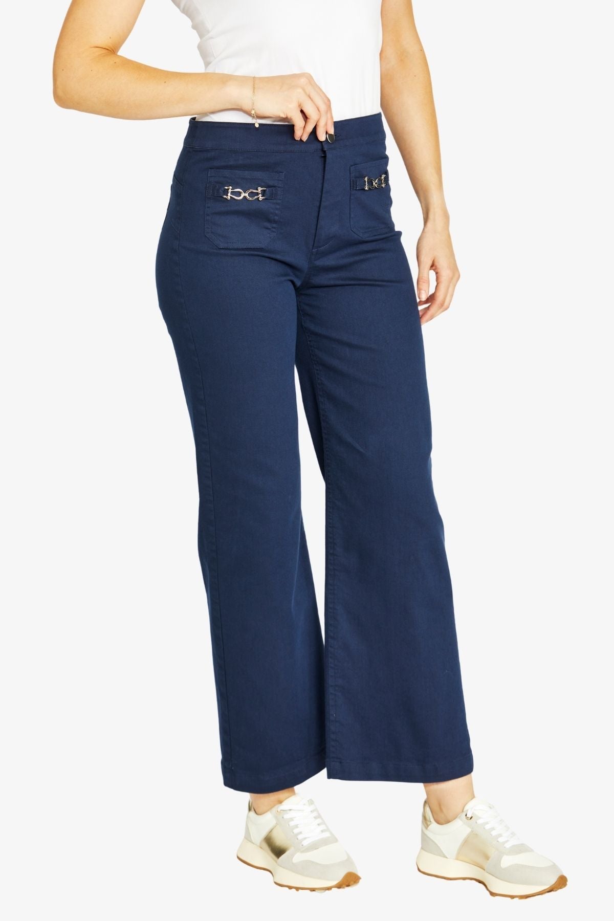 Ping Pong Wide Leg Chain Trim Pant - Navy