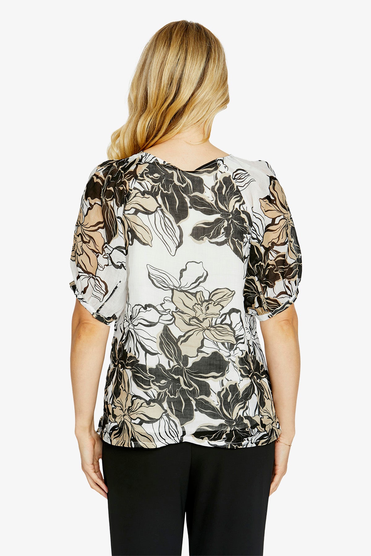 Ping Pong Eden Bubble Sleeve Top - Floral Races Print
