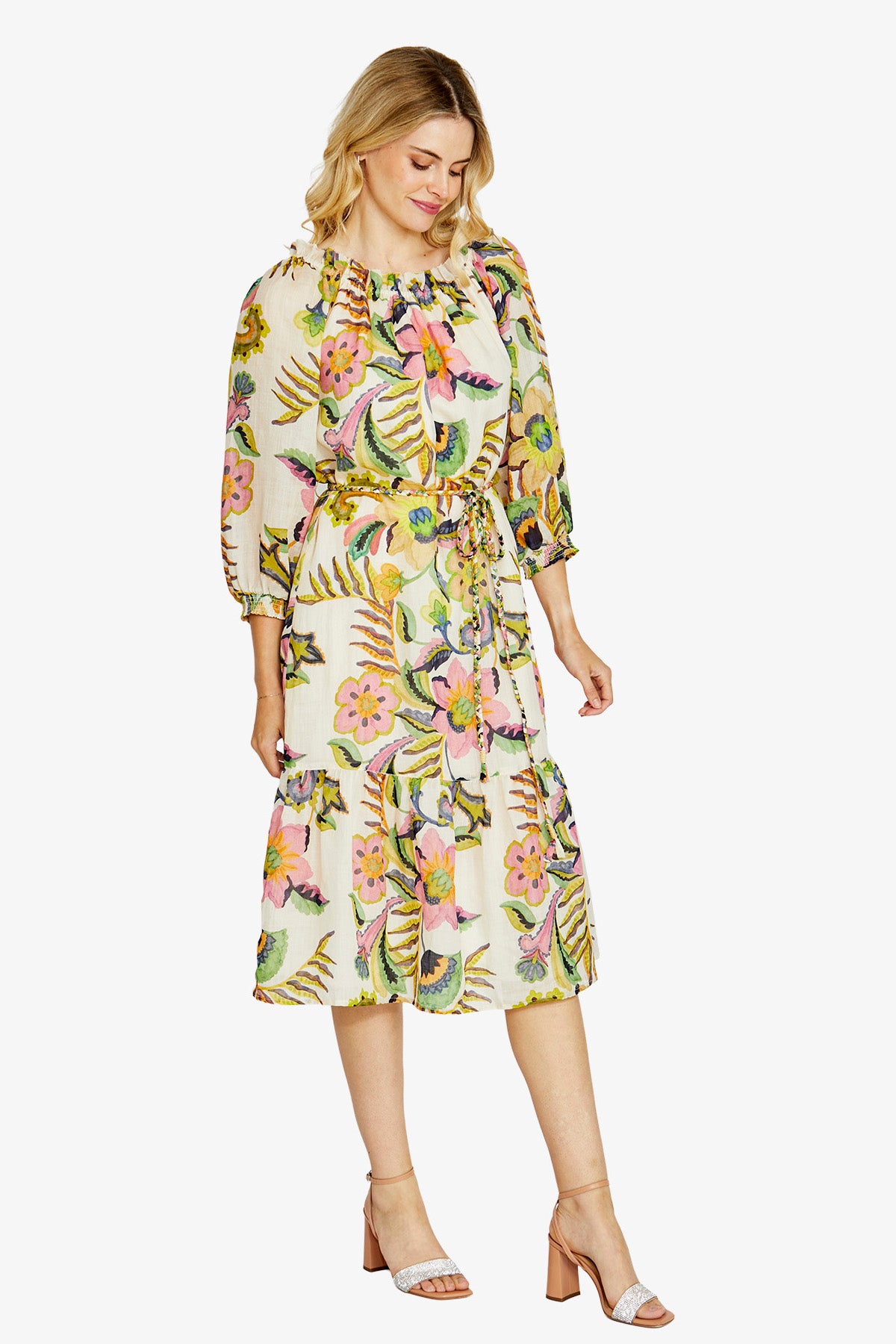 Ping Pong Rory Off the Shoulder Dress - Carnival Print