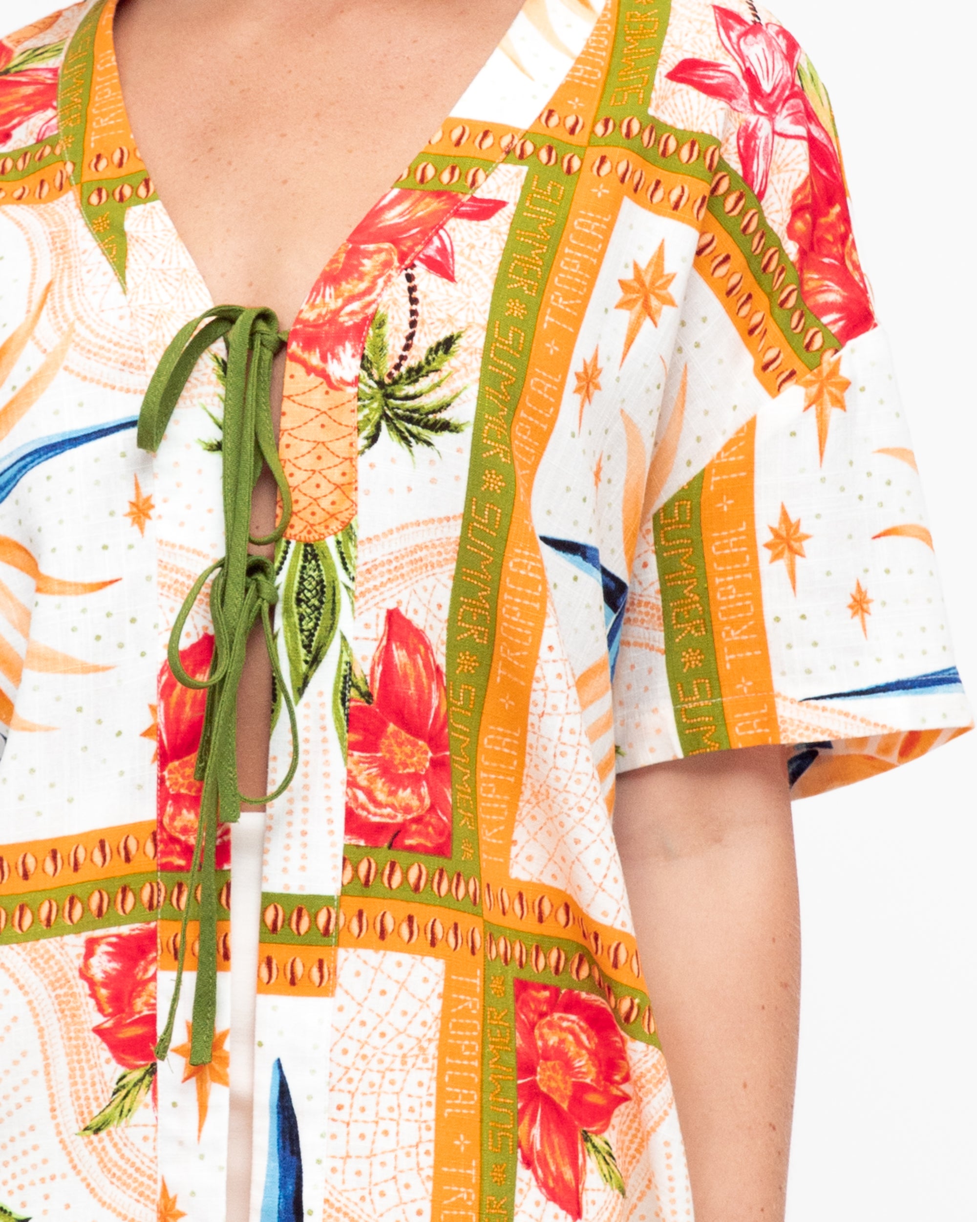Paper Heart Tropical Tie-Front Top