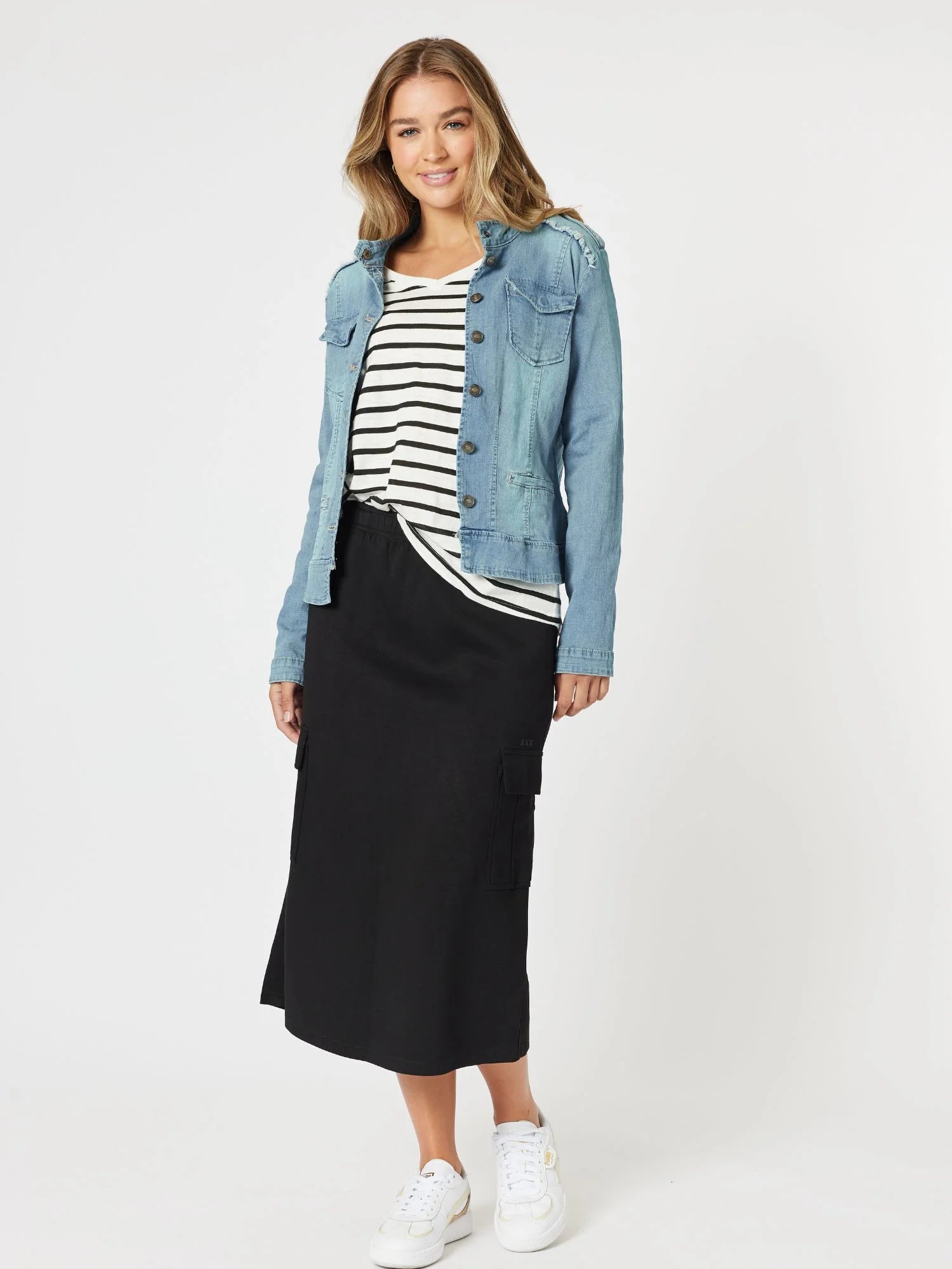 Threadz Military Denim Jacket - Denim
