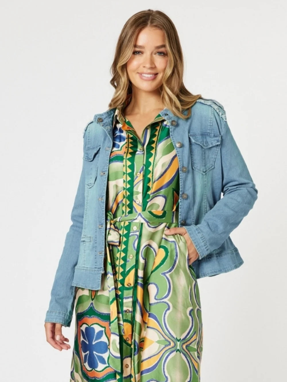 Threadz Military Denim Jacket - Denim