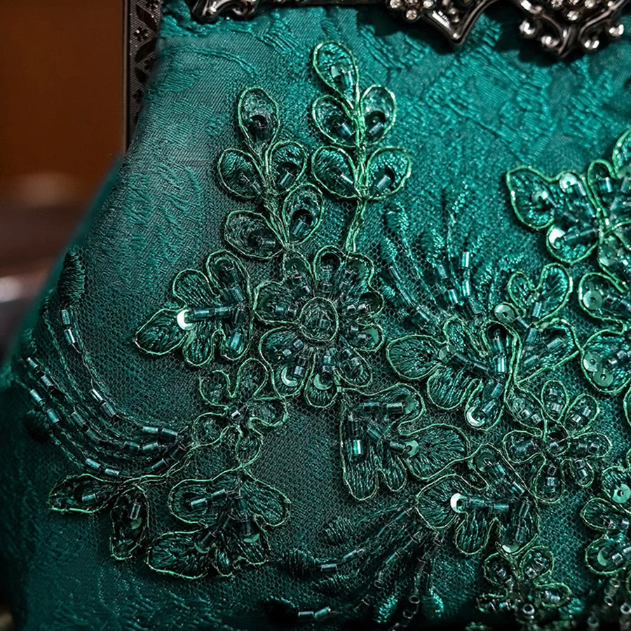 Emerald Enchanté Vintage Clutch