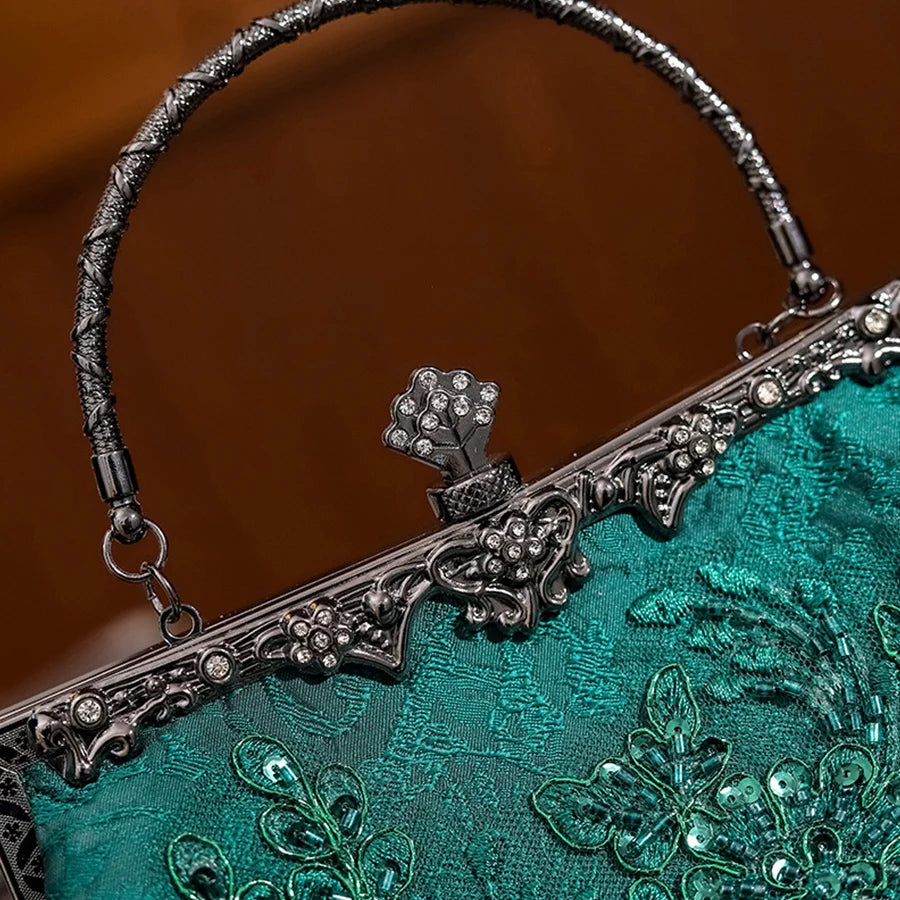 Emerald Enchanté Vintage Clutch