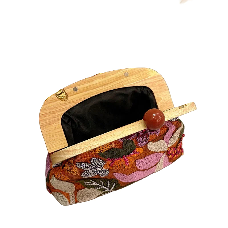 Autumn Bloom Embroidered Clutch
