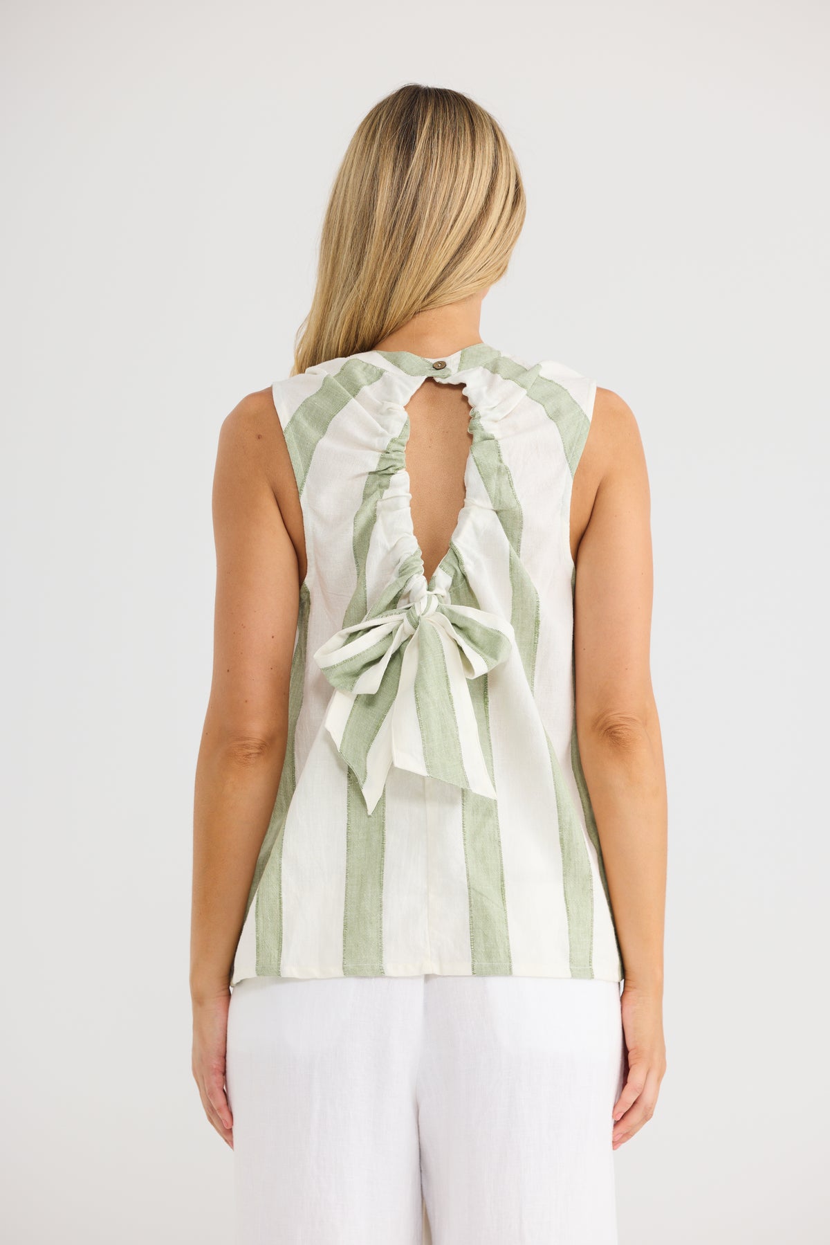 The Shanty Corp Adel Top - Sage Shadow Stripe