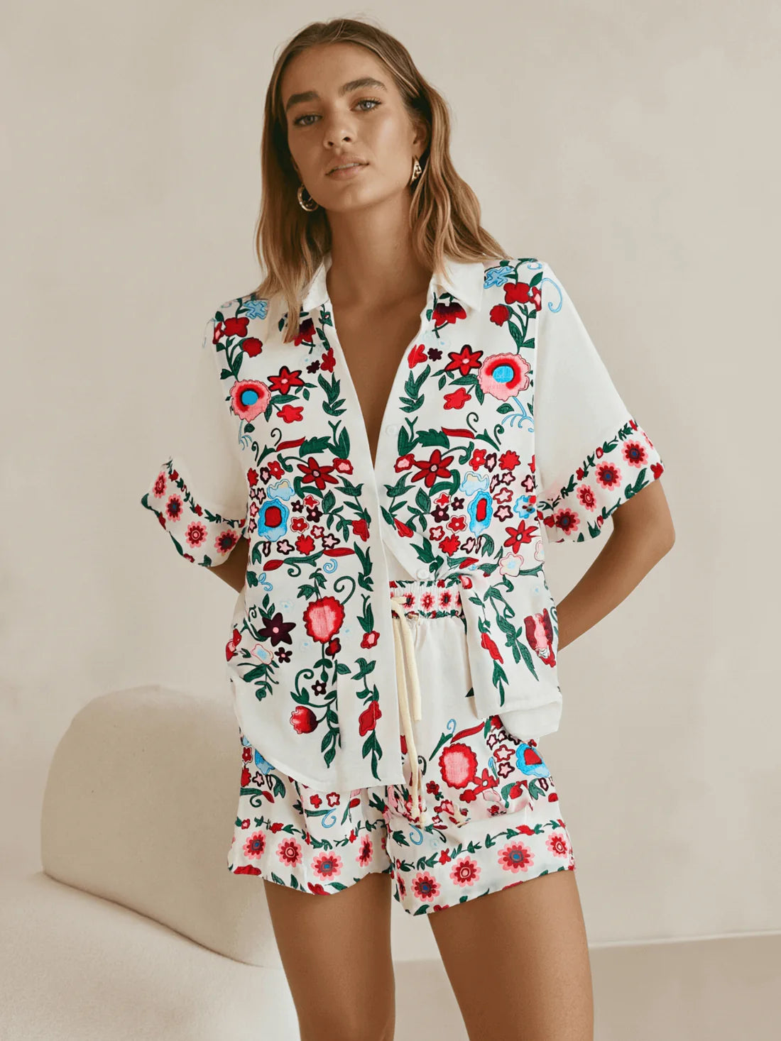 Smaibulun Meadow Bloom Shirt & Shorts Set