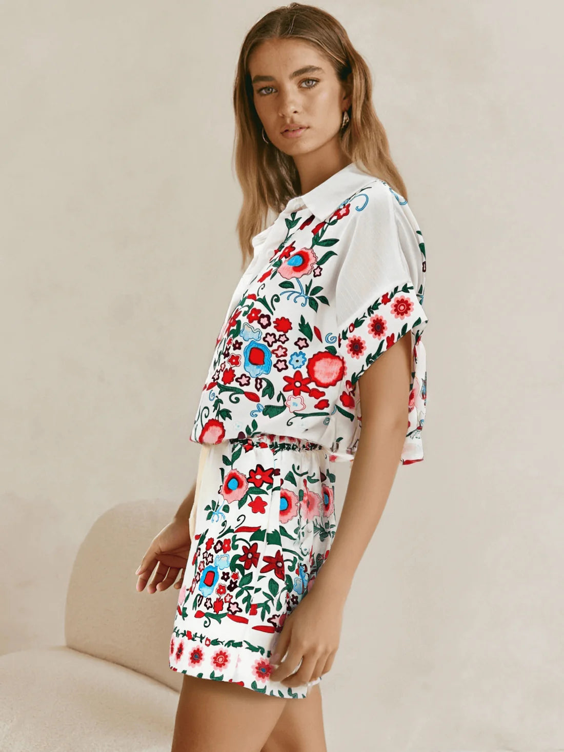 Smaibulun Meadow Bloom Shirt & Shorts Set