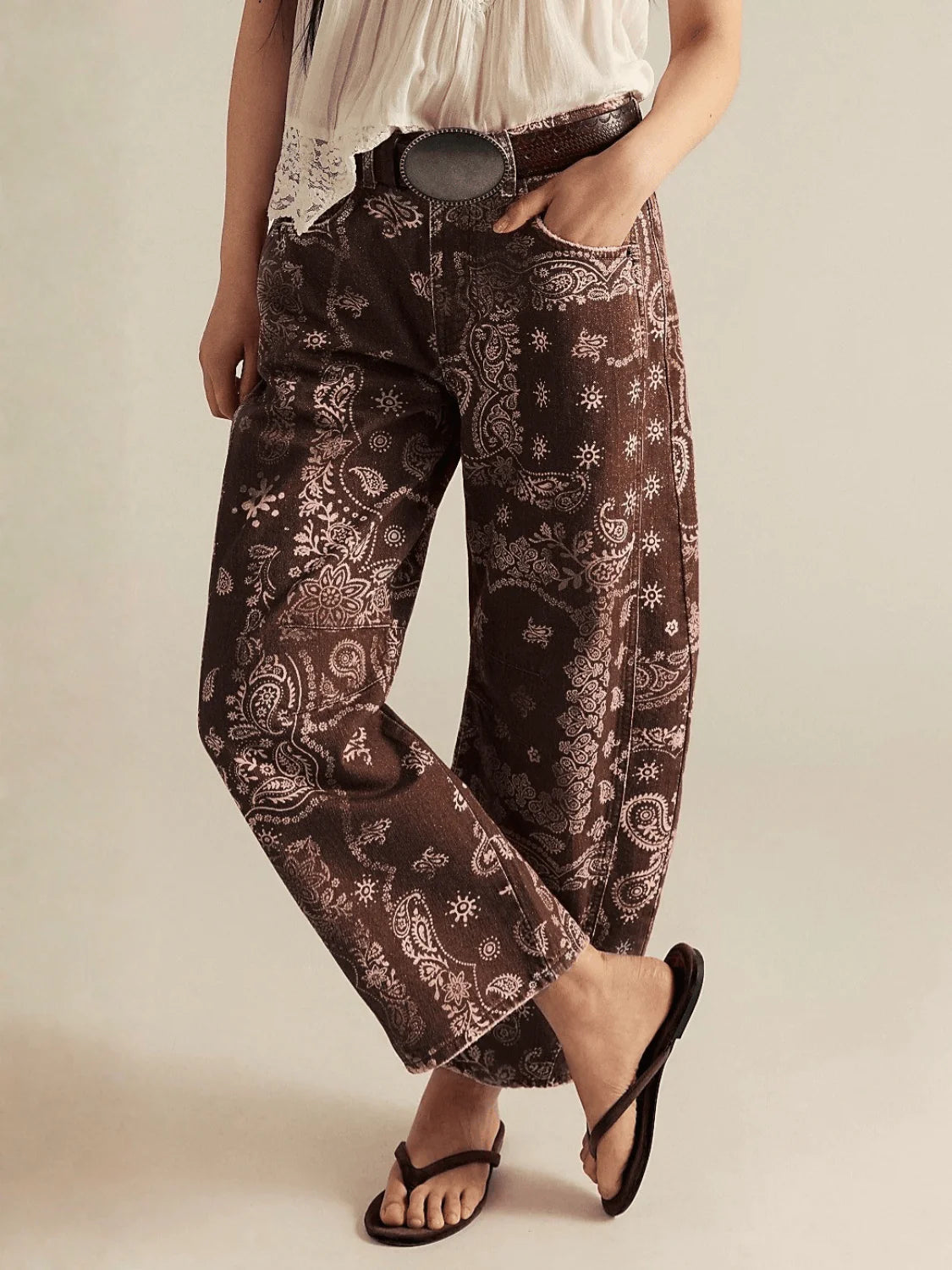 Smaibulun Bandana Barrel Jeans - Chocolate