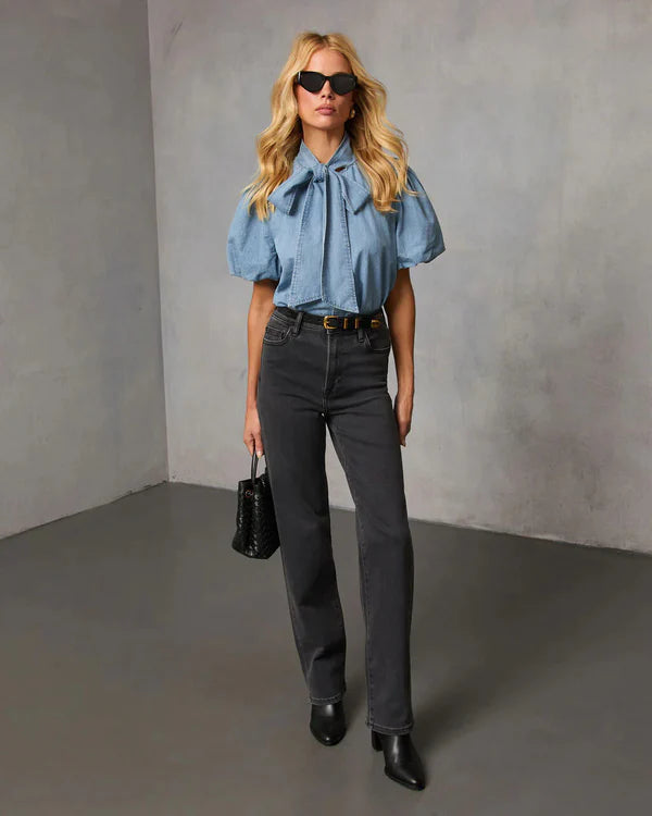 Smaibulun Bow Tie Denim Shirt