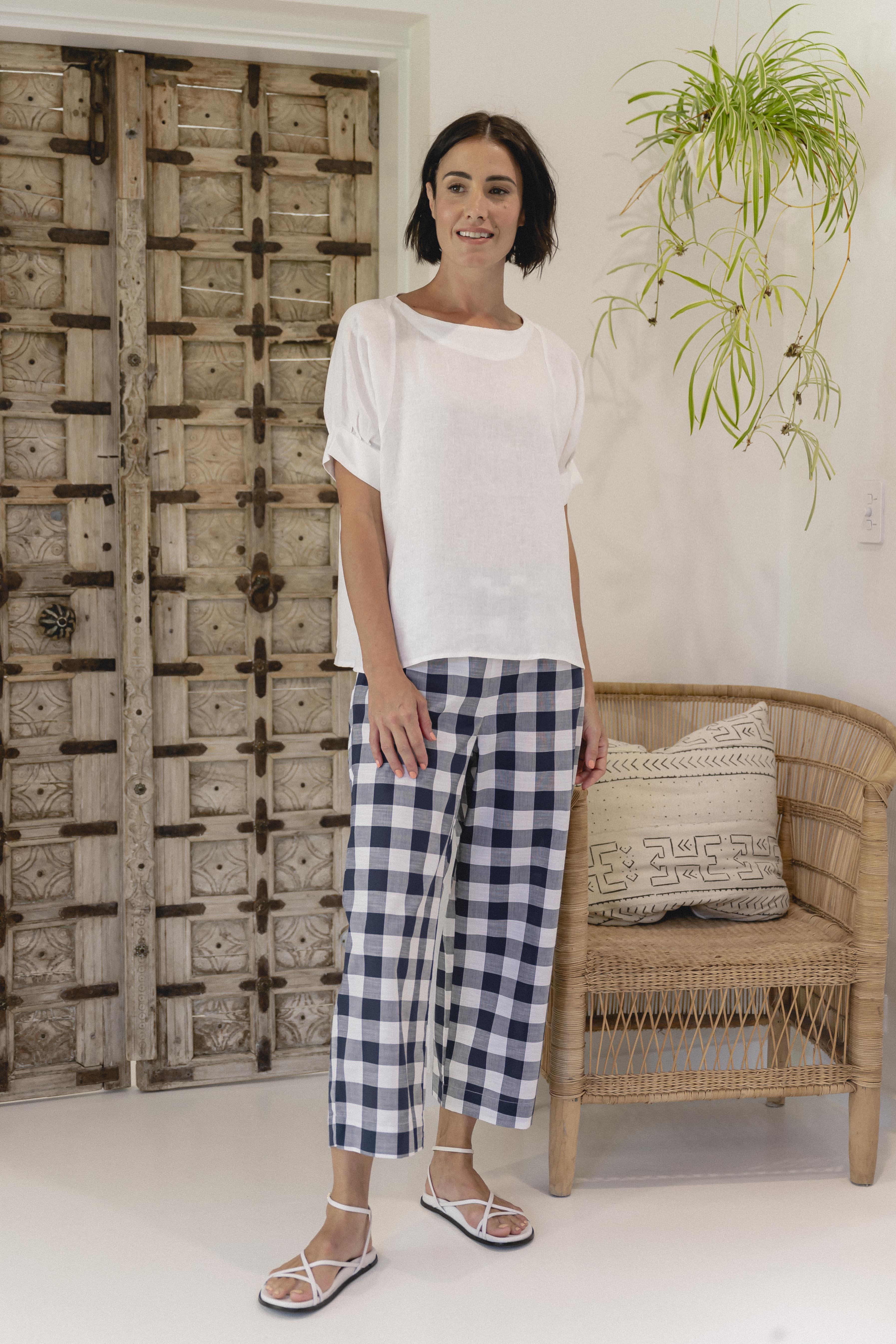 See Saw Cuff Sleeve A Line Top - White