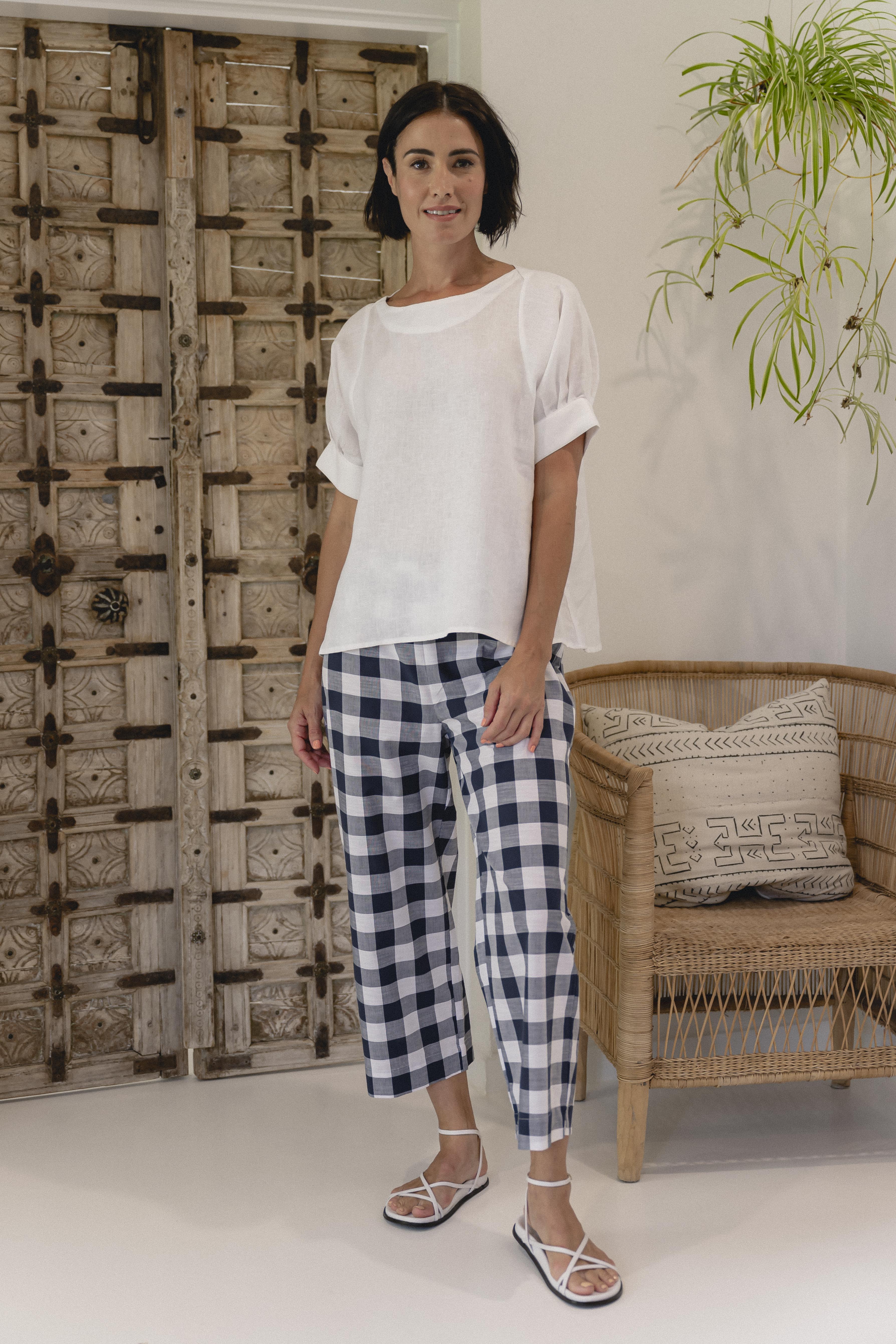 See Saw Cuff Sleeve A Line Top - White