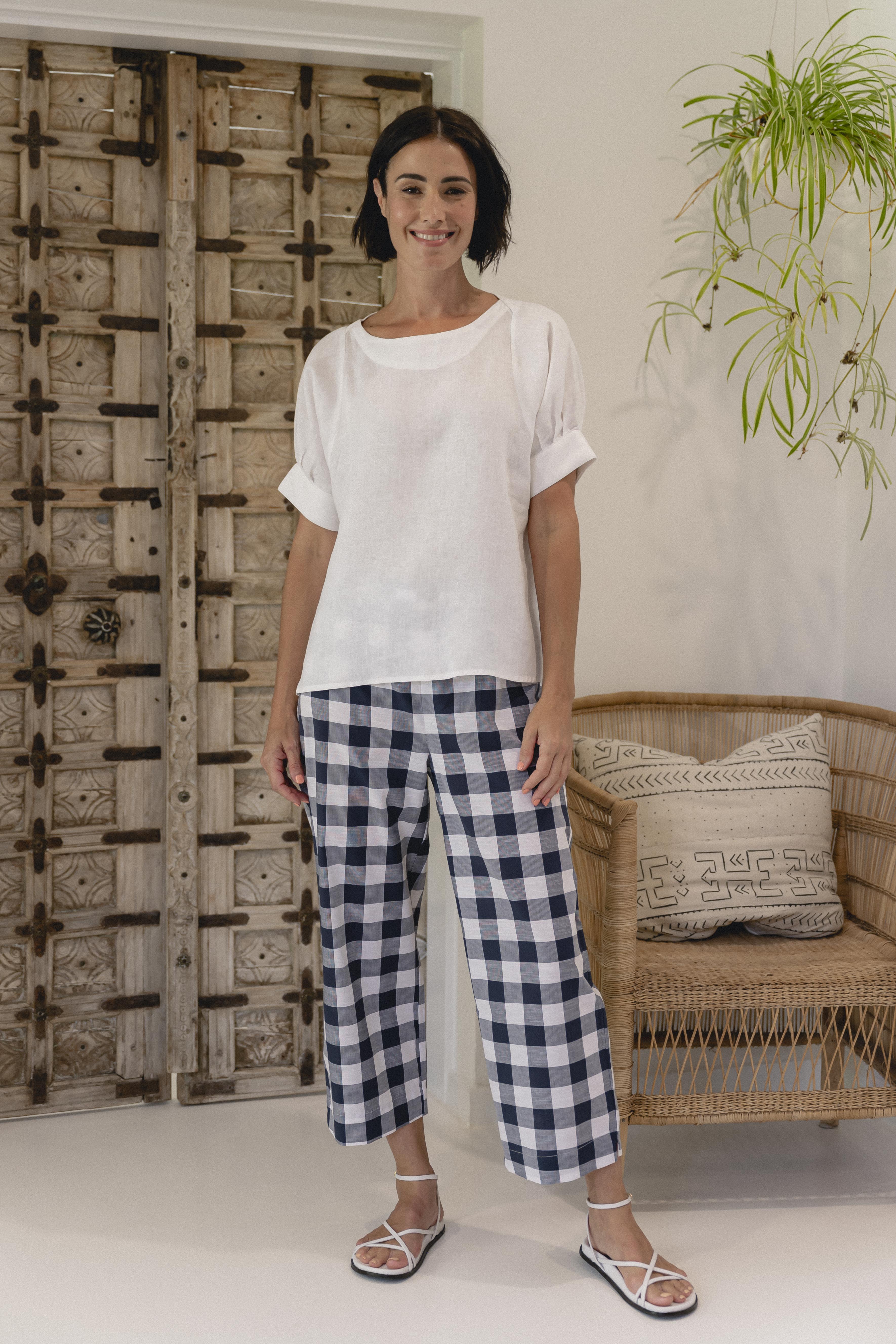See Saw Cuff Sleeve A Line Top - White