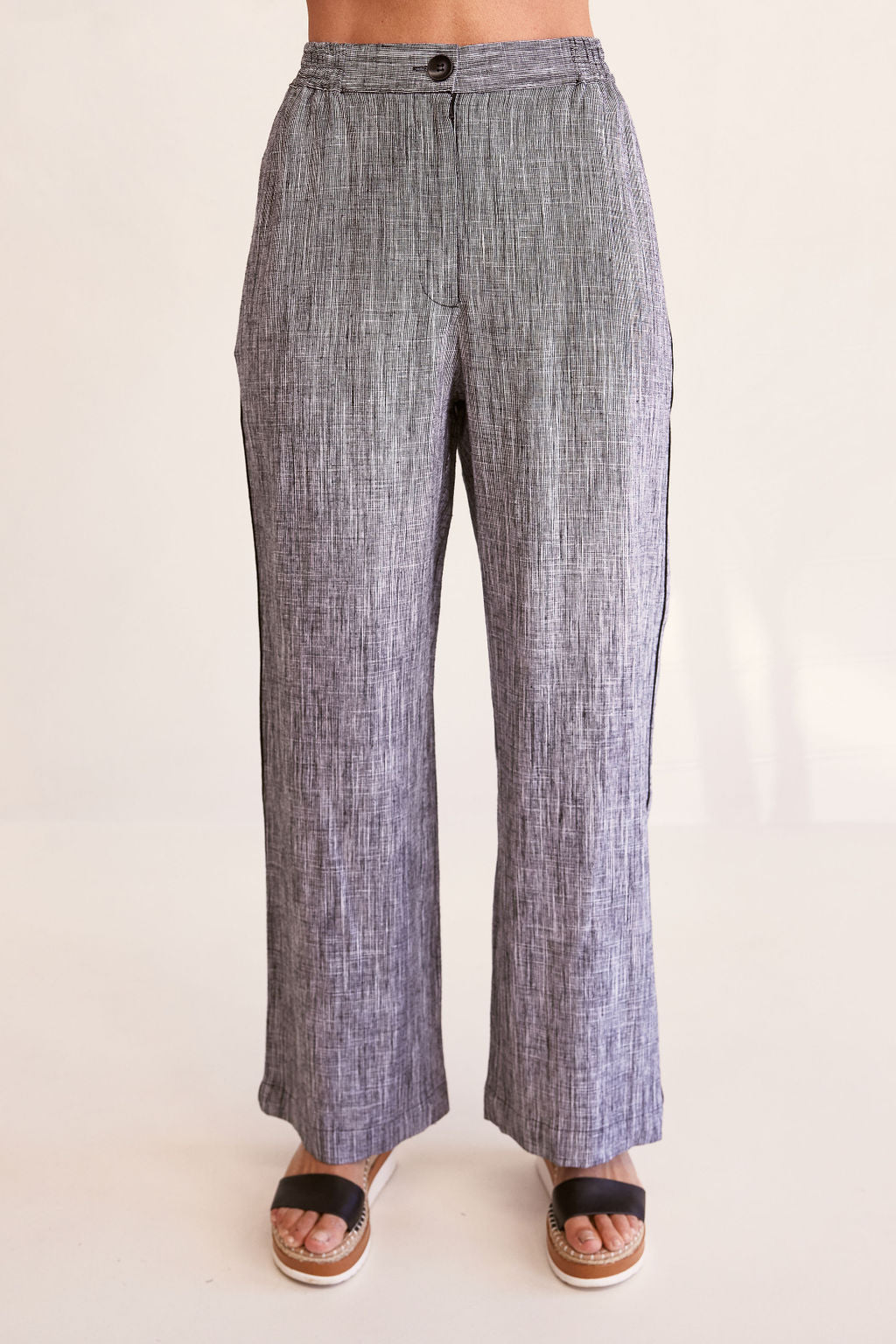 See Saw Elastic Side Waist Wide Leg Pant - Black Marle
