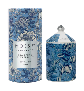 Moss St Sea Spray & Waterlily Ceramic Mini Candle 100g