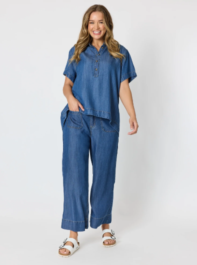 Threadz Dune Denim Top - Dark Denim