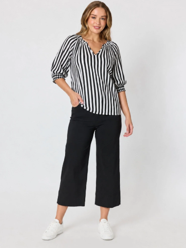 Threadz Harlequin Stripe Print Tunic - Black/White