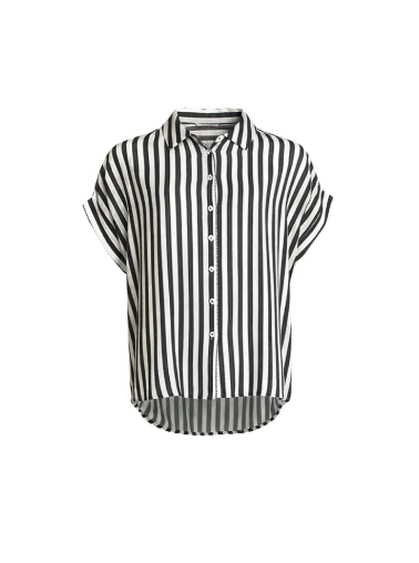 Threadz Bianca Stripe Print Shirt - Black/White