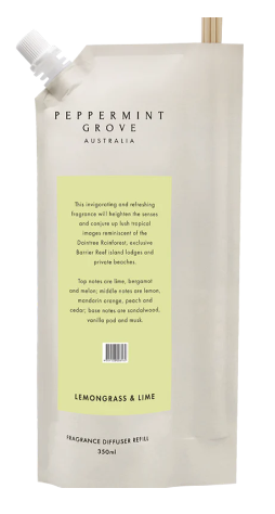 Peppermint Grove Lemongrass & Lime Diffuser Refill Pouch 350ml