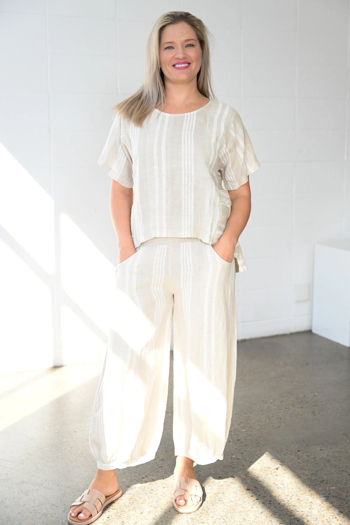Donna Donna Clarice Top - Beige Stripe