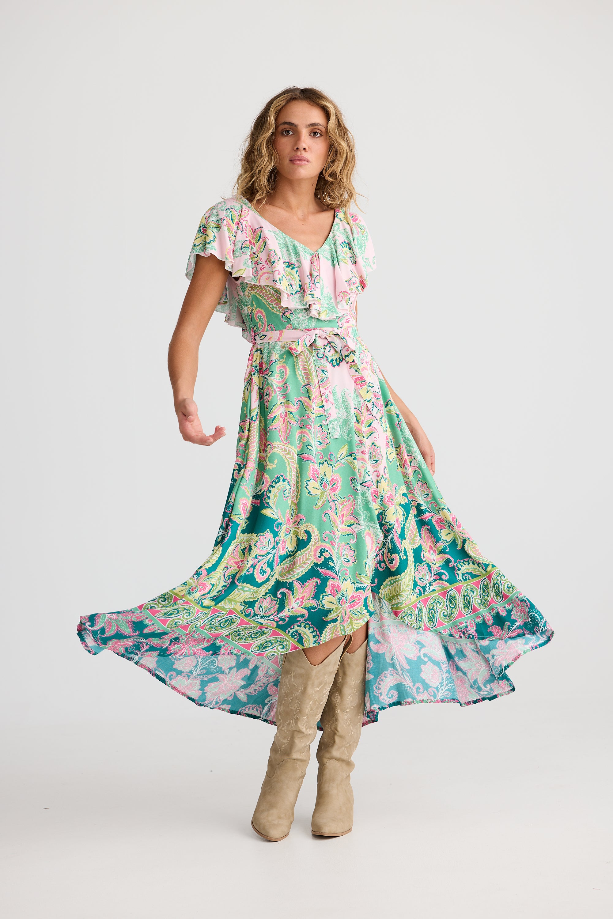 Talisman Rosa Frill Dress - Paisley Dream