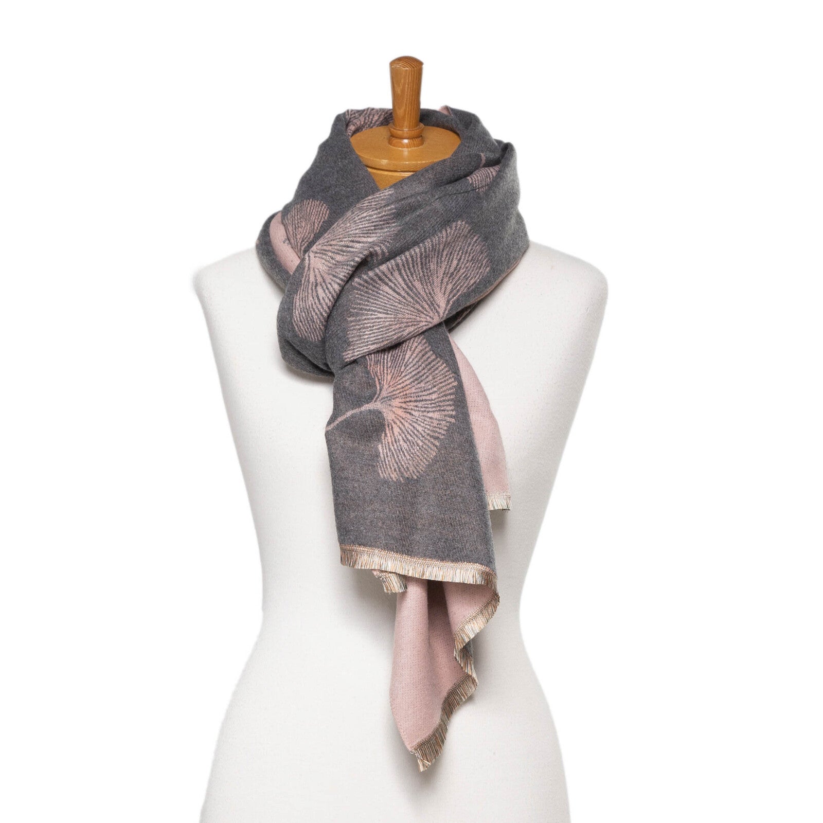 Taylor Hill Reversible Gingko Leaf Scarf - Grey