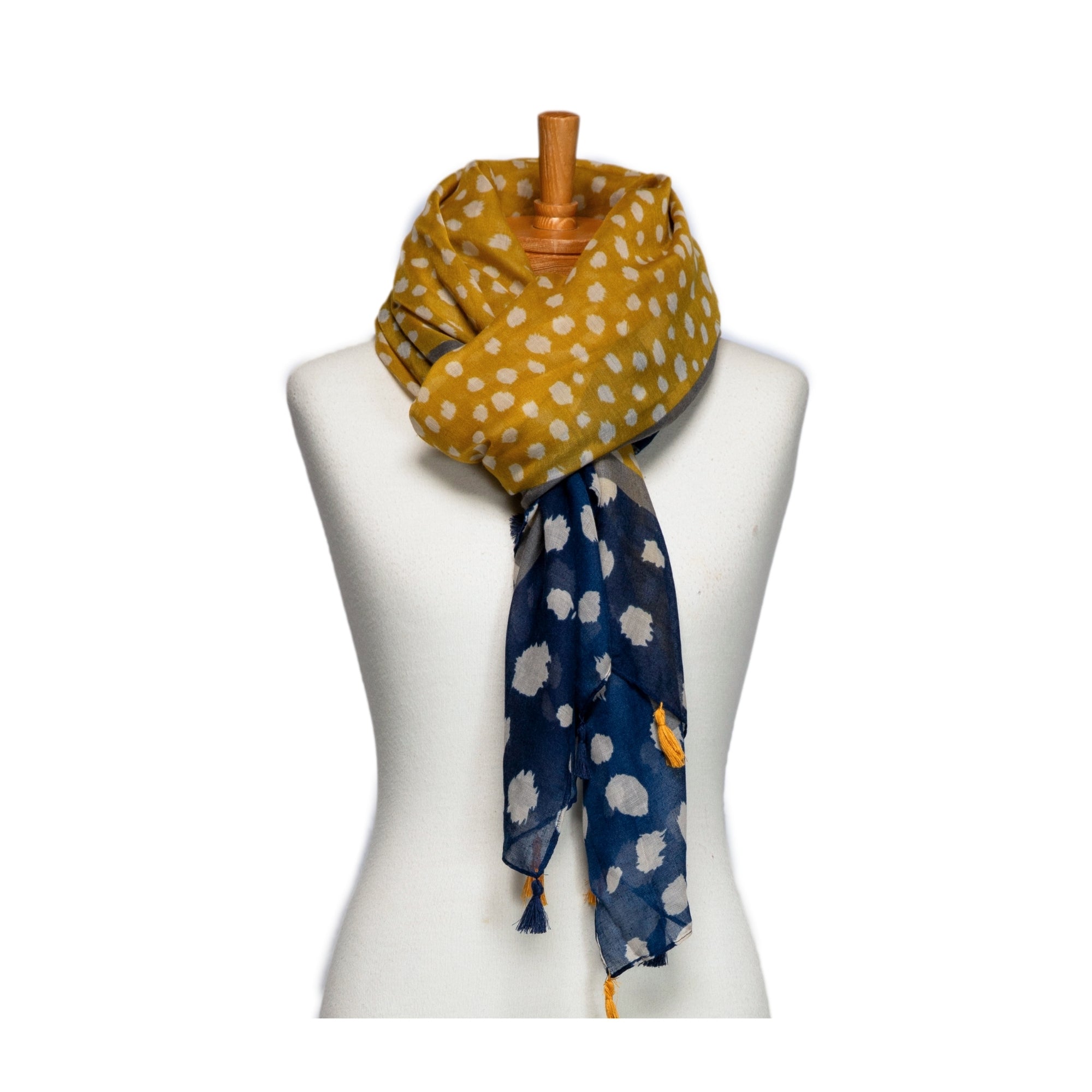 Taylor Hill Multi Polka Dots with Tassels Scarf