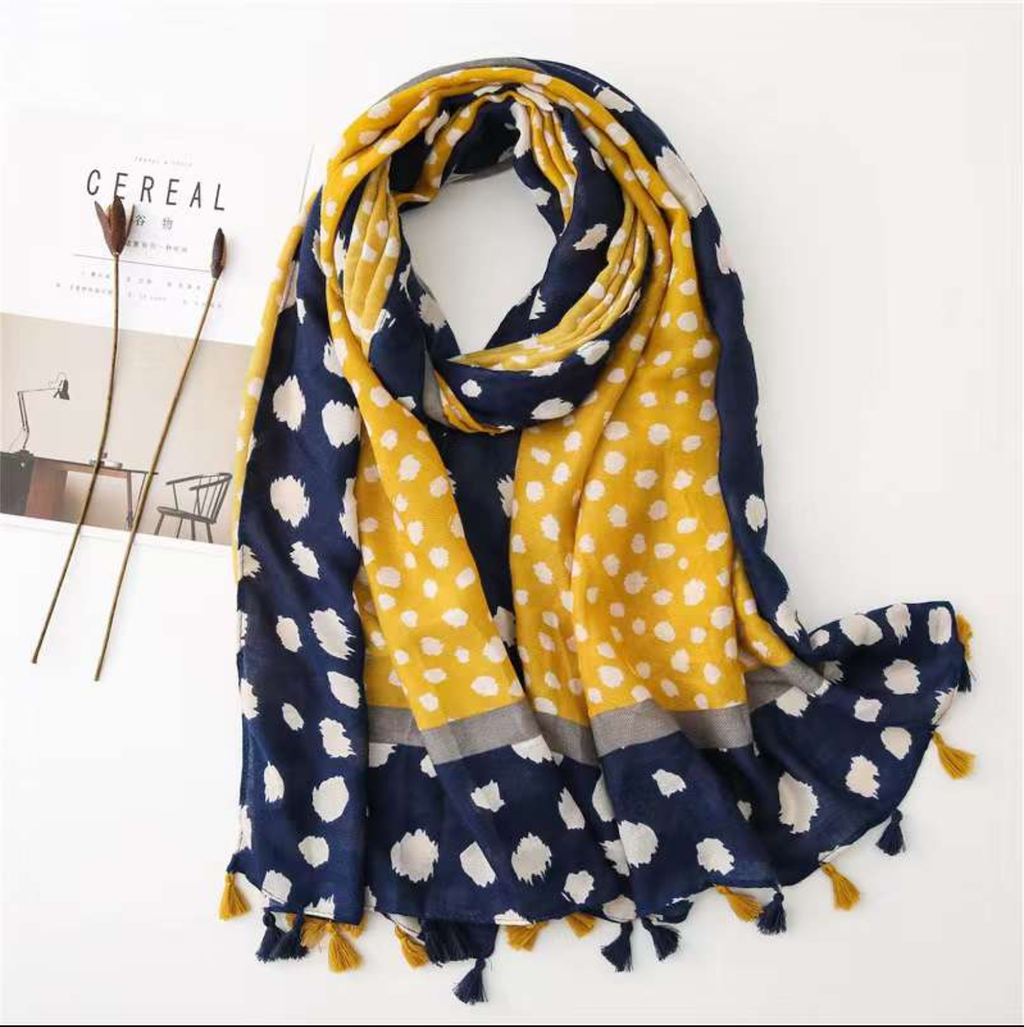 Taylor Hill Multi Polka Dots with Tassels Scarf