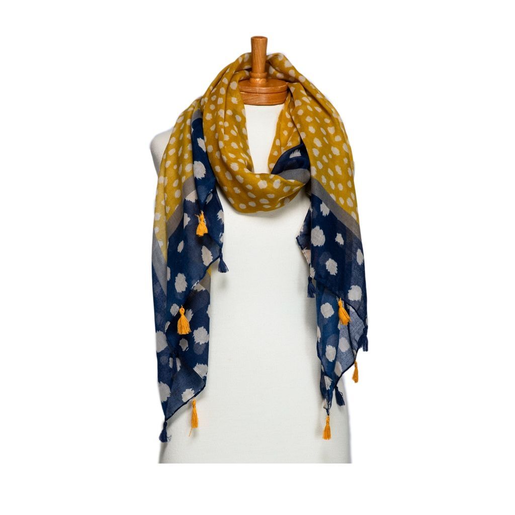 Taylor Hill Multi Polka Dots with Tassels Scarf