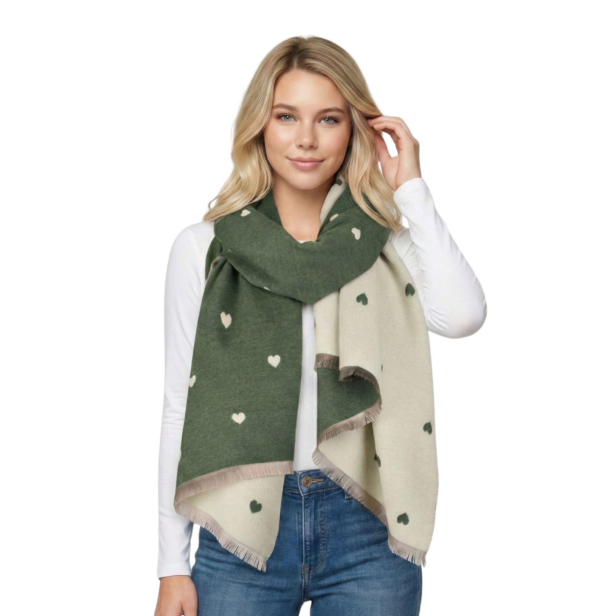 Taylor Hill Reversible Petite Hearts Scarf
