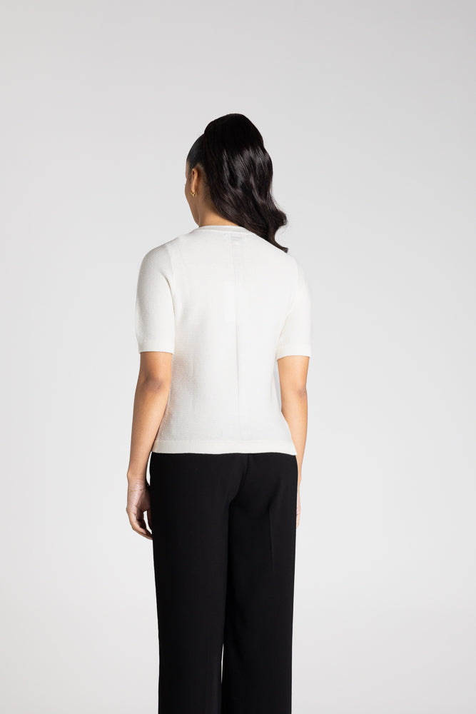 Two T's Short Sleeve Crew Neck Top - Ivory