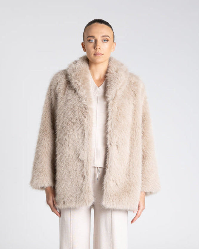 Two T's Faux Fur Coat - Oat