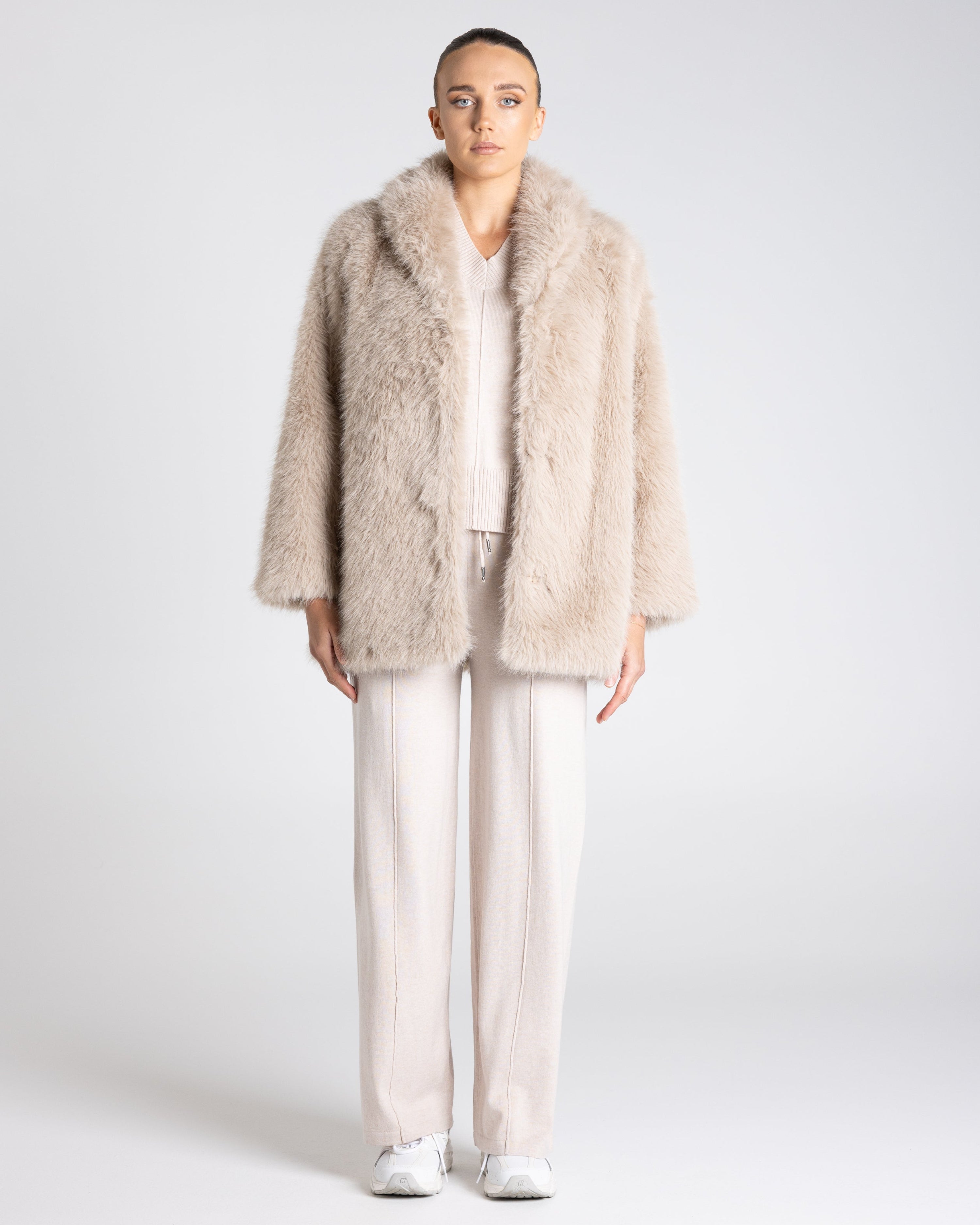 Two T's Faux Fur Coat - Oat