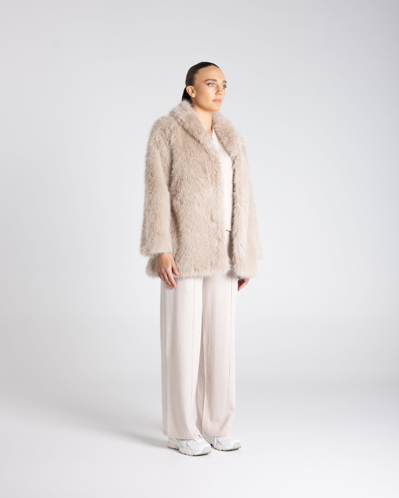 Two T's Faux Fur Coat - Oat