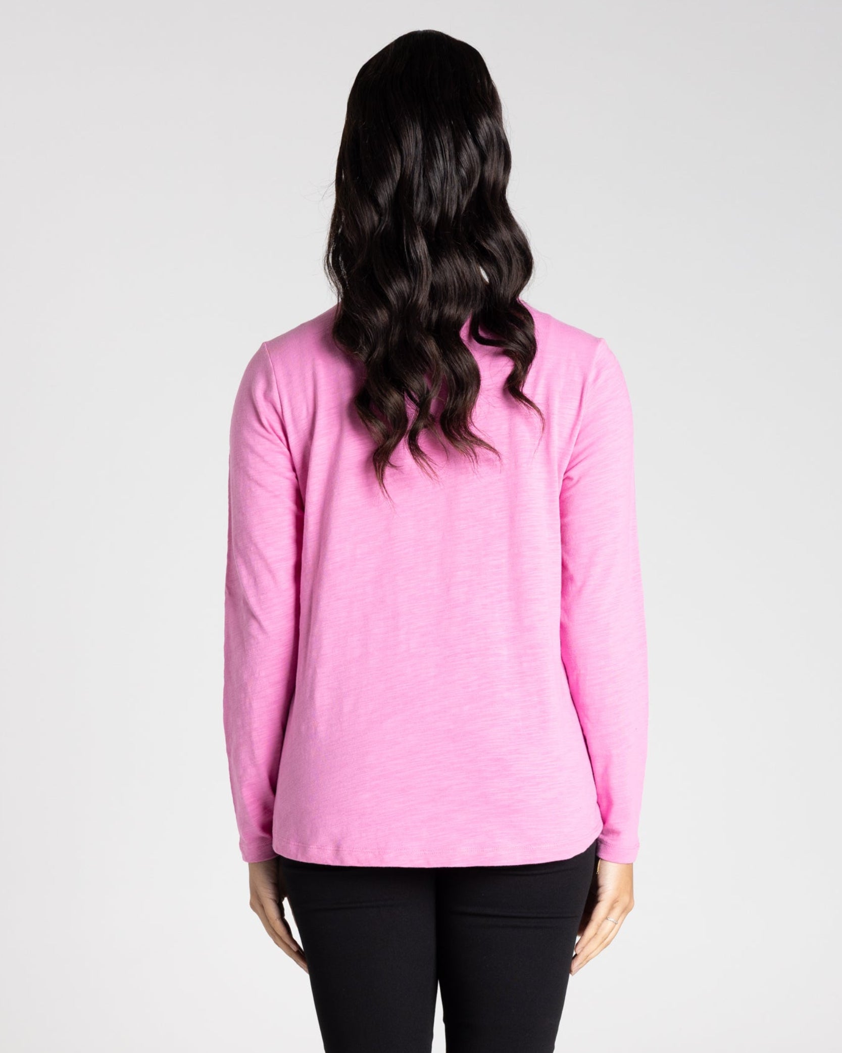 Two T's Long Sleeve Crew Logo Sequins - Ultra Pink