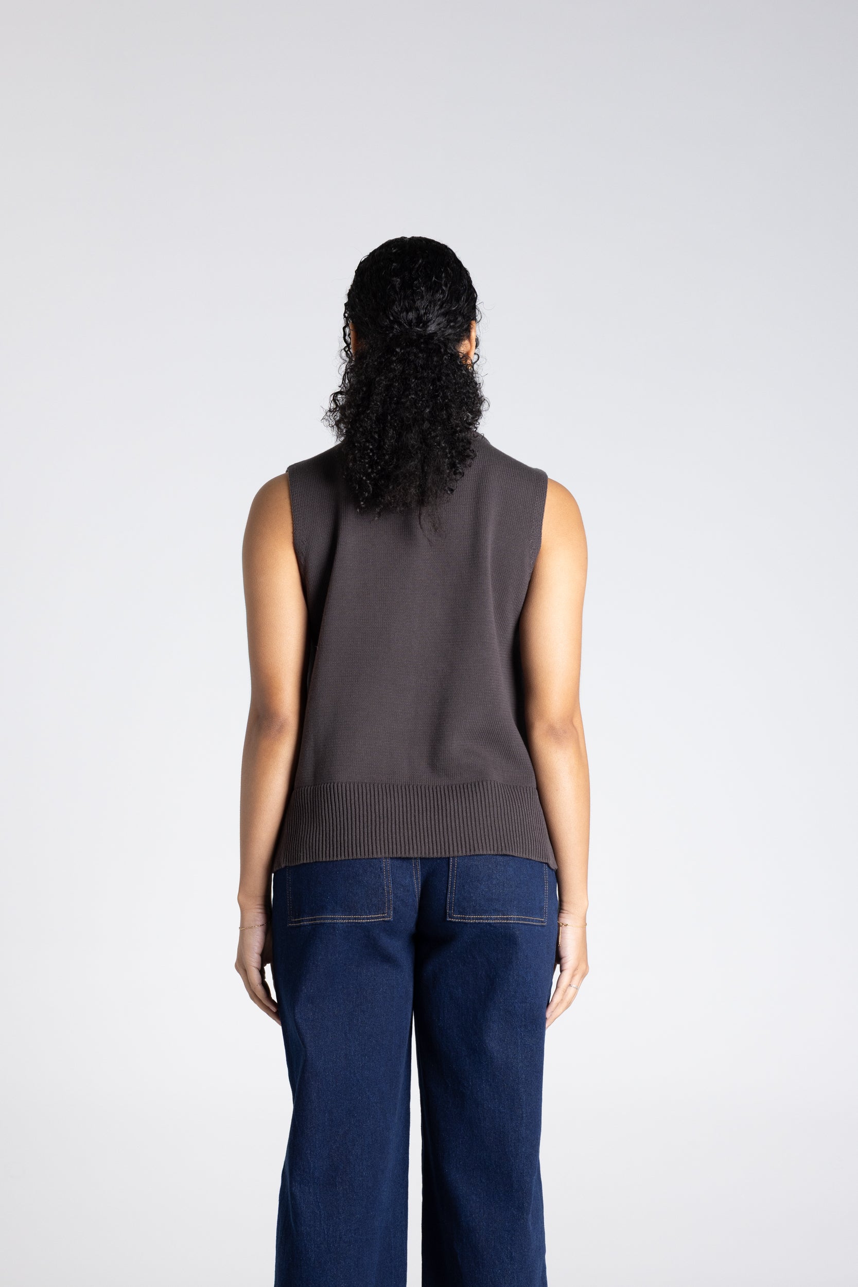 Two T's V-Neck Cotton Vest - Slate