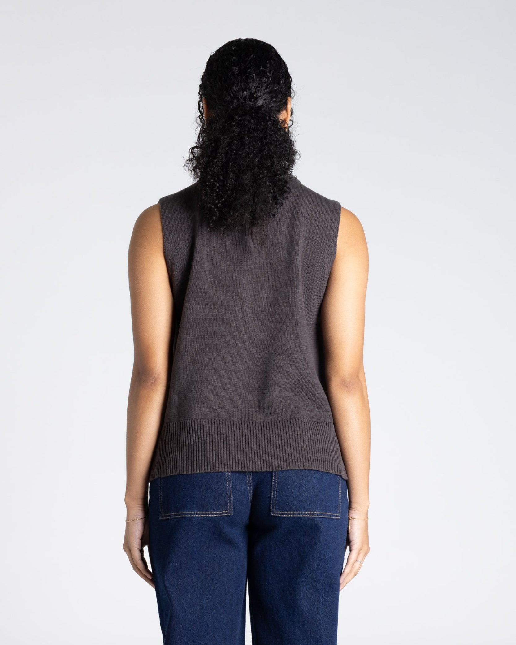 Two T's V-Neck Cotton Vest - Slate