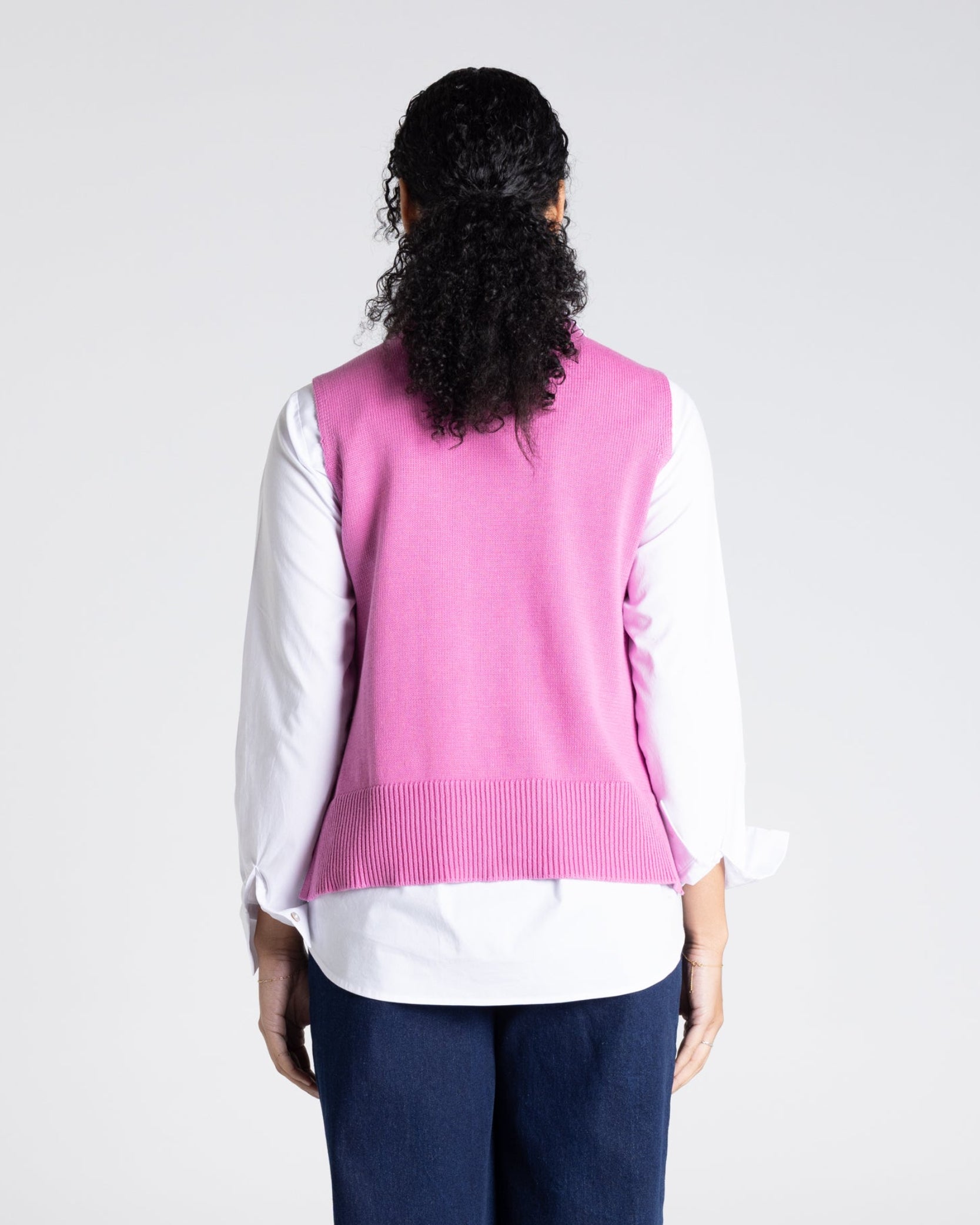 Two T's V-Neck Cotton Vest - Ultra Pink