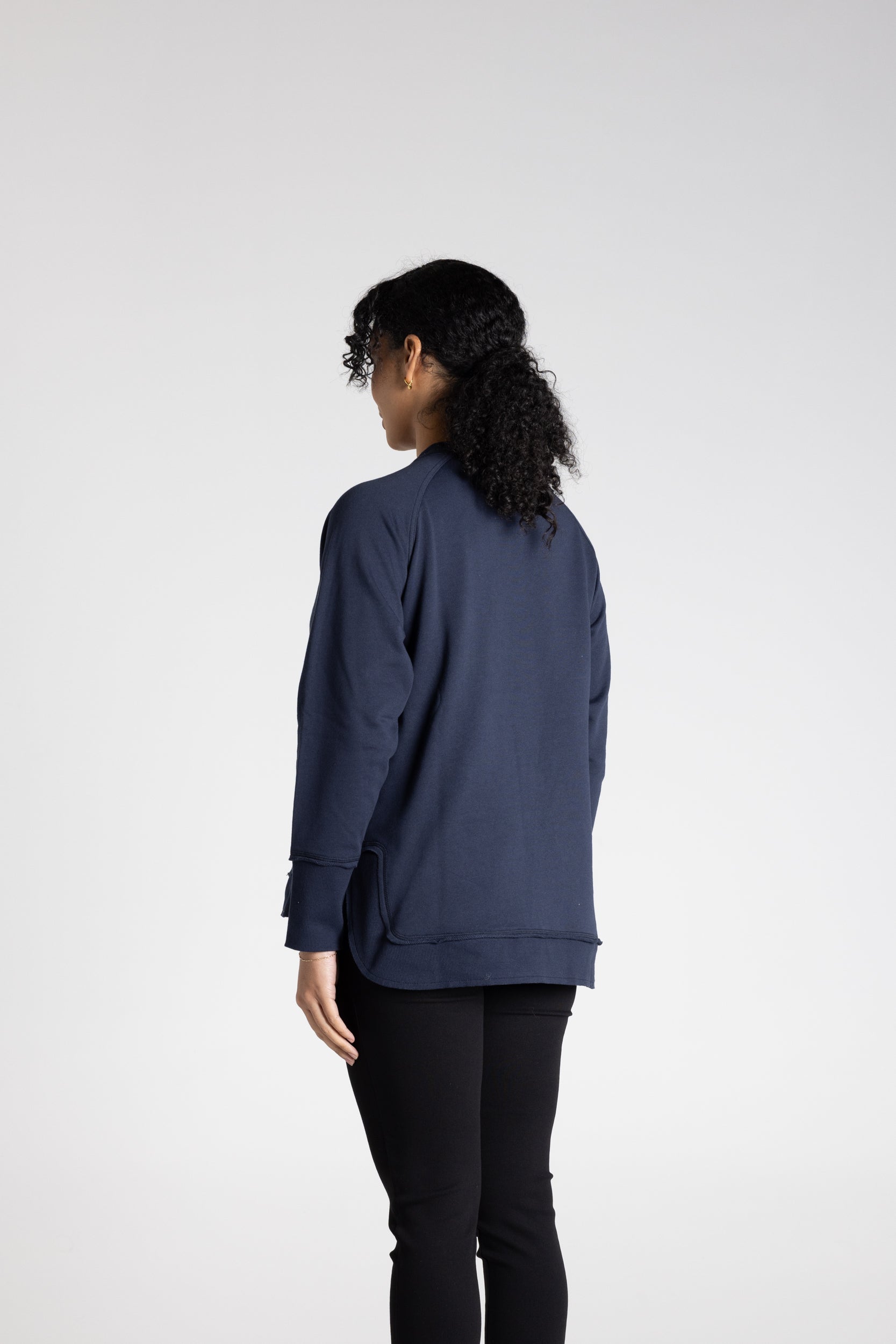 Two T's Raw Edge Sequin Logo Sweater - Ink