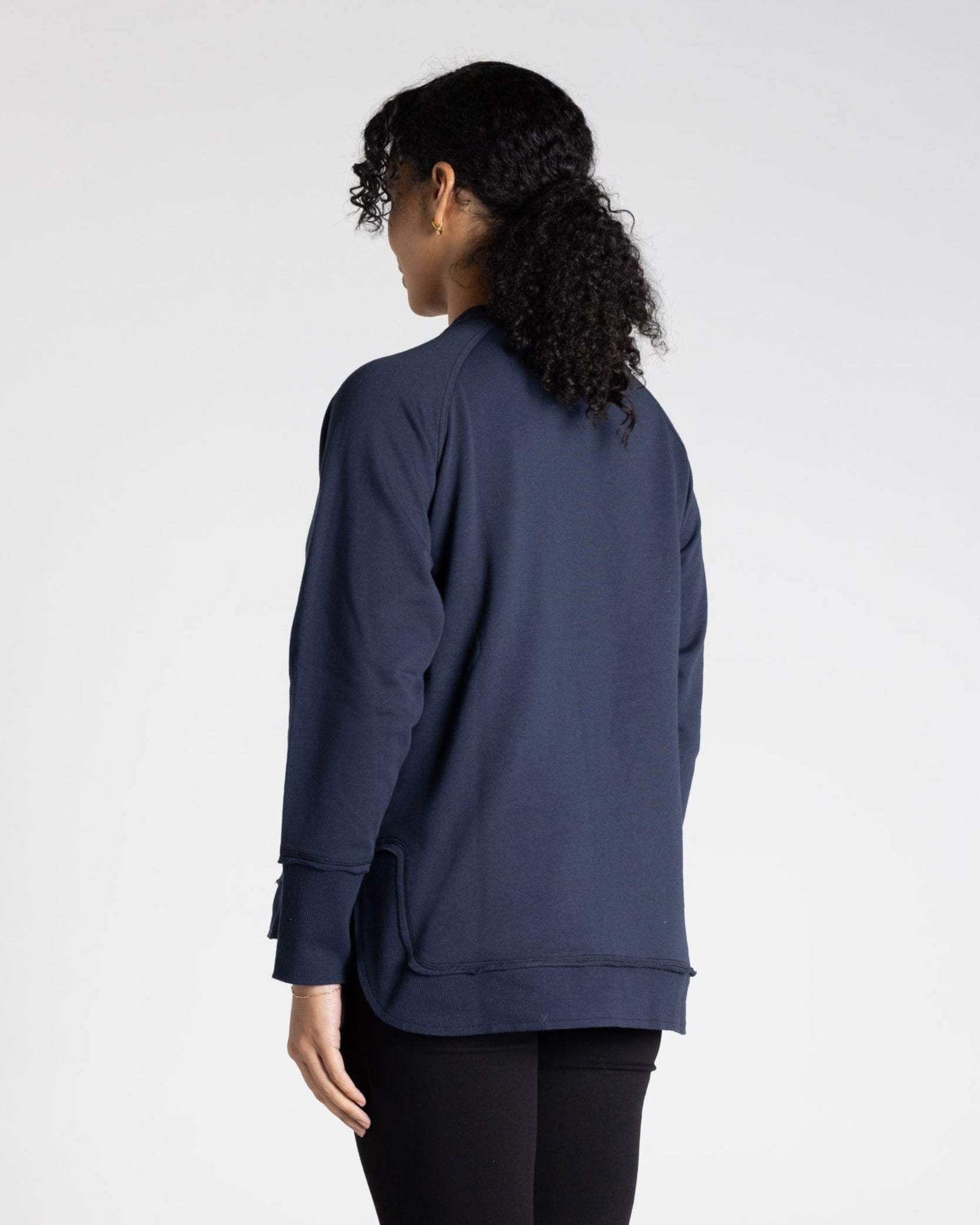 Two T's Raw Edge Sequin Logo Sweater - Ink