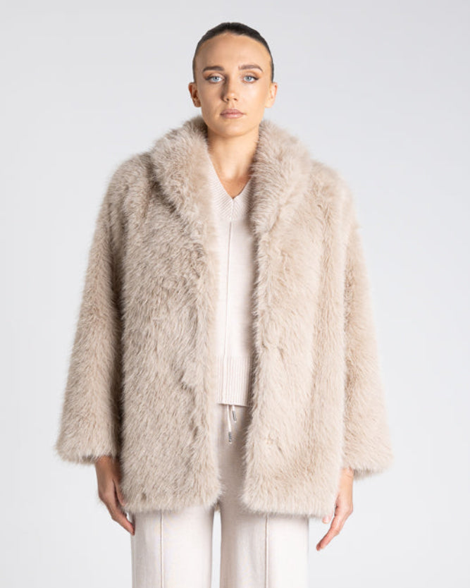 Two T's Faux Fur Coat - Oat