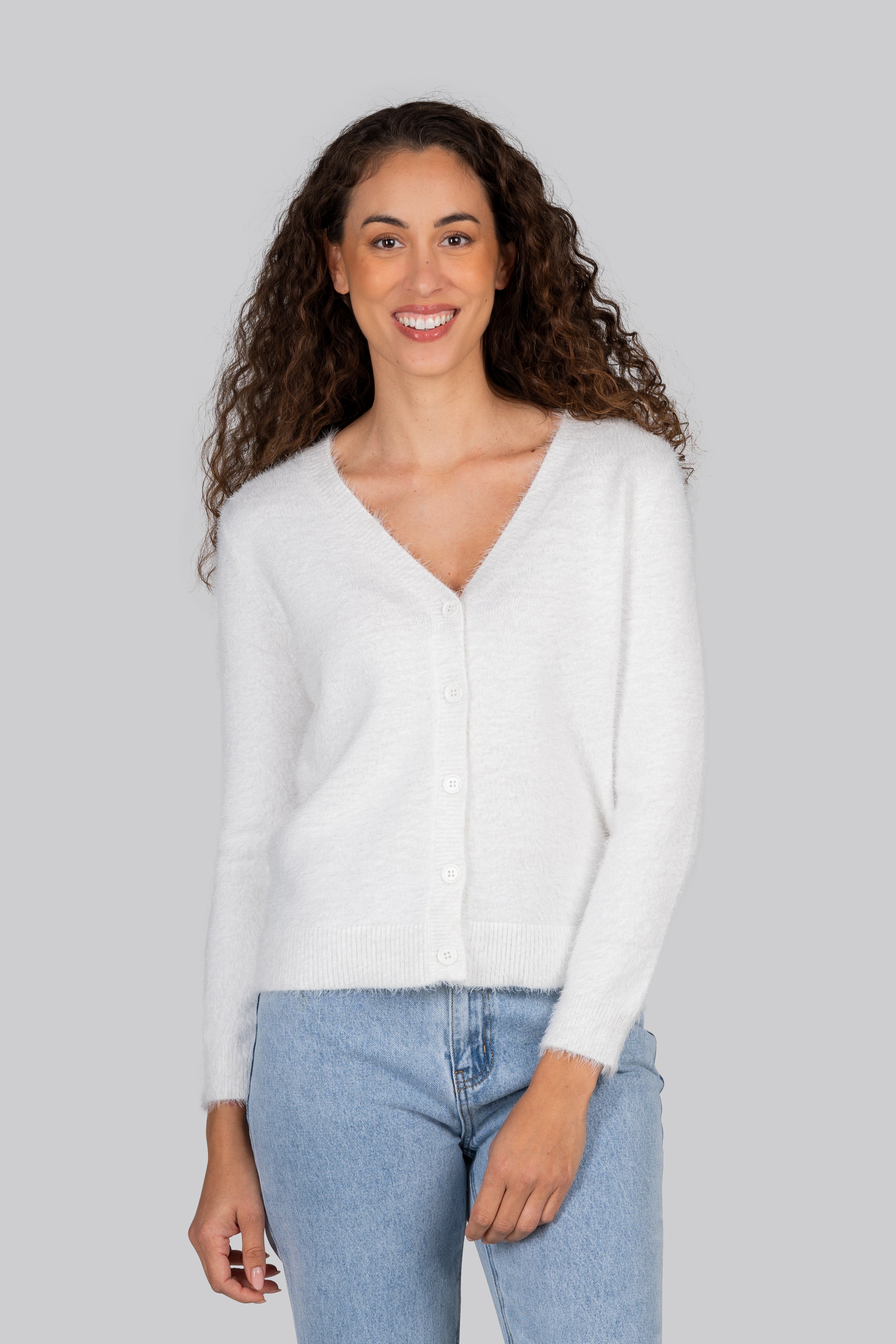 Kaleido Long Sleeve Cardigan - White