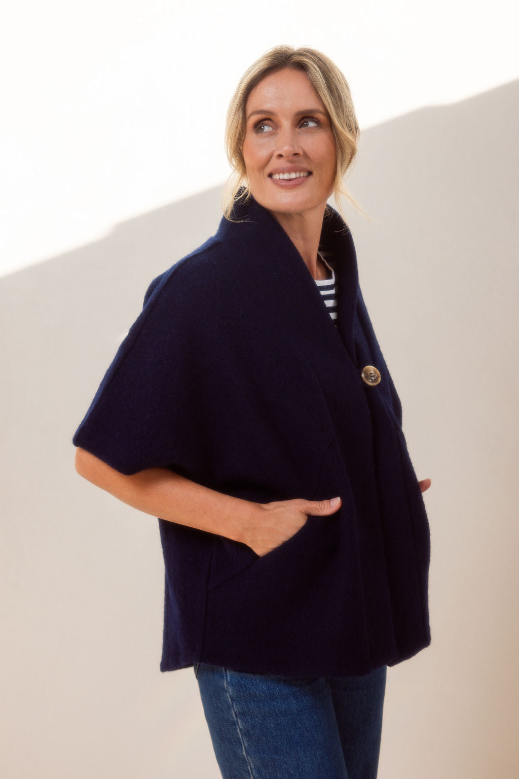 See Saw 1 Button Cape - Navy
