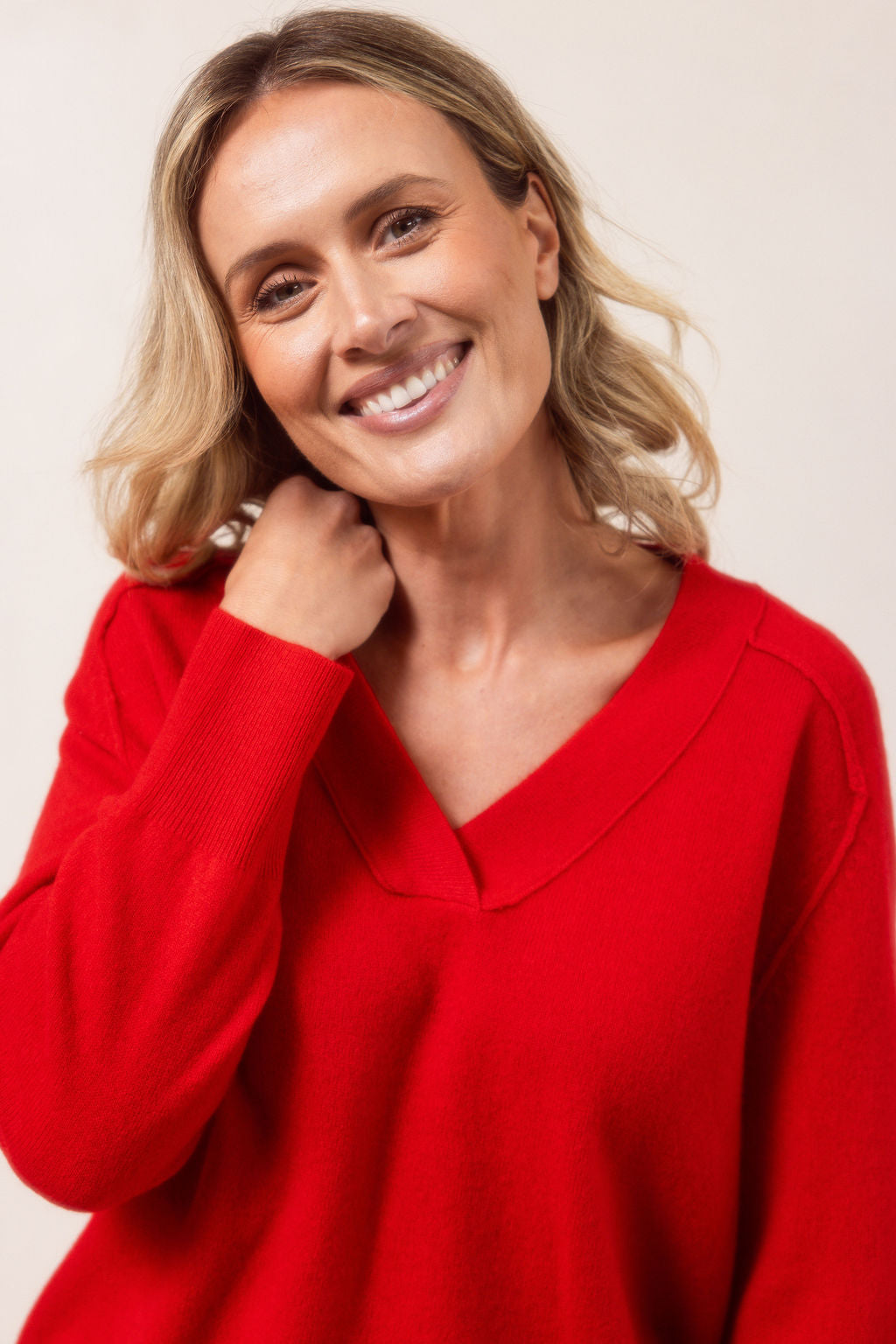 See Saw V-Neck Sweater - Red