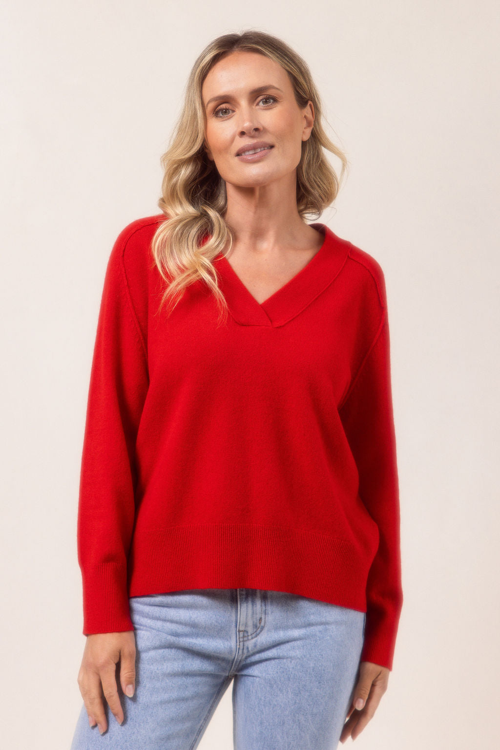 See Saw V-Neck Sweater - Red